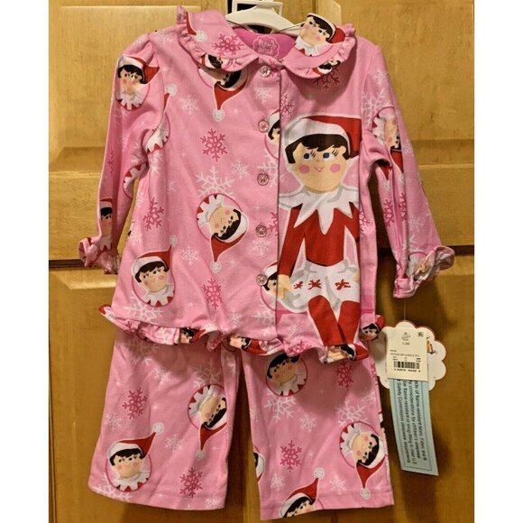 Elf on the Shelf Girls' Pink 12 Months 2 pc Pajama Set - Picture 1 of 6